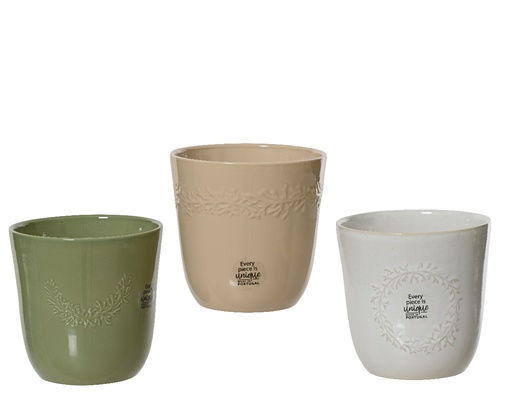 [4-669431] ***PLANTER STONEWARE ASSORTED dia13.70-H13.00cm