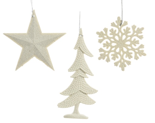 [4-515084] ***FIGURES PLASTIC PLASTIC GLITTER HANGER WHITE L0.80-W10.50-H10.50cm