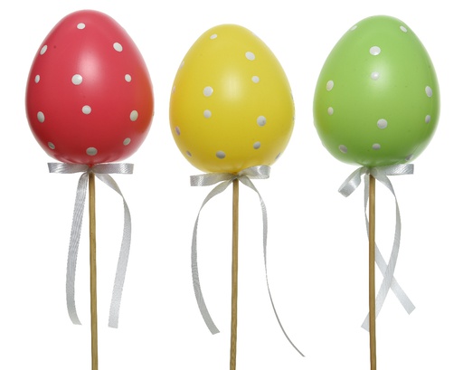 [4-808021] HUEVO EN PICK - 3 COLORES - PRECIO UD -dia12.00-H15.00cm