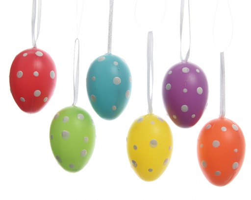 [4-819004] HUEVO DECORADO P COLGAR - 6 COLORES - PRECIO UD -dia6.00-H9.00cm