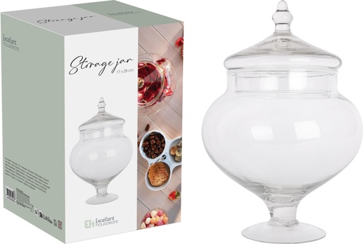 [KM-332000070] BOMBONERA CRISTAL SOBRE PIE - CON TAPA - 19cm x 19cm x 28,5cm