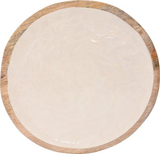 [KM-A54413520] PLATEAU/PLAT EN BOIS DE MANGUIER EMAILLEE - 25 CM