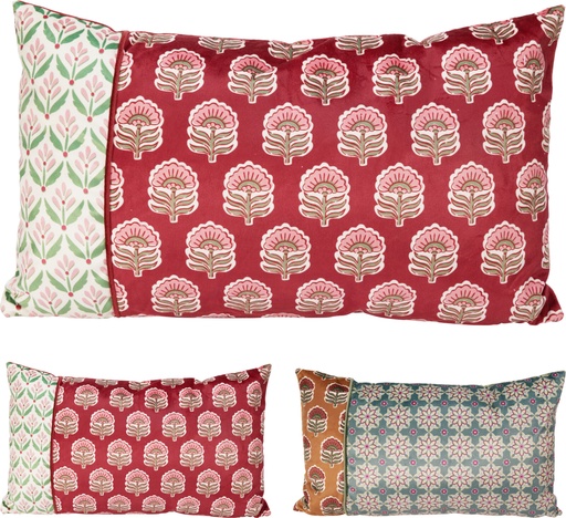 [KM-AAE823920] COJIN  ATERCIOPELADO MOTIVO PAISLEY - 50X30CM - 2 COLORES - 