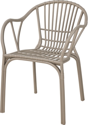 [KM-LE5000070] CHAISE EXTERIEUR EN PLASTIQUE ET METAL - RESISTANTE AUX RAYONS UV - COULEUR SABLE 