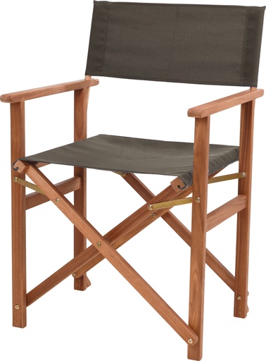 [KM-VT2200570] CHAISE DE DIRECTION - BOIS D'ACACIA ET TISSU VERT - EXTERIEUR