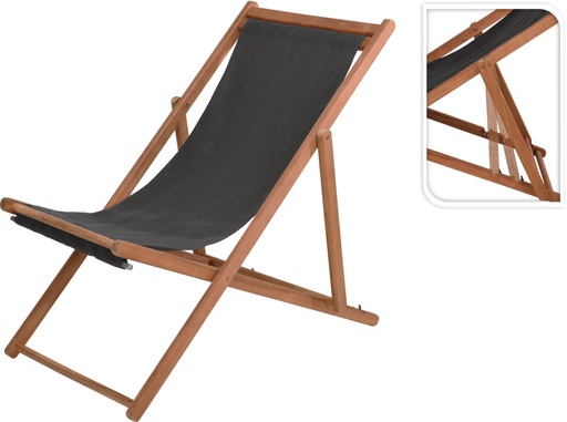 [KM-VT2200580] HAMAC PLIABLE EN BOIS D'ACACIA - TISSU NOIR 