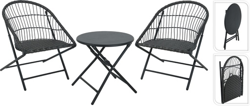 [KM-X87000150] SET DE JARDIN METAL - PLEGABLE - 3 PIEZAS 