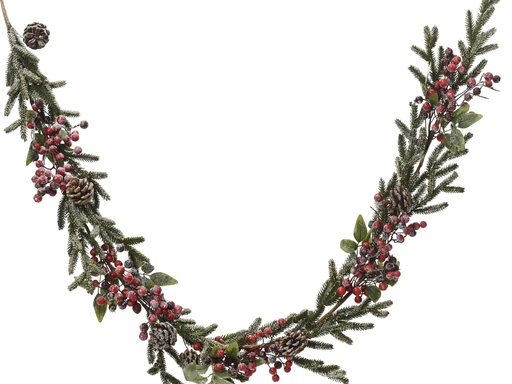 [4-685143] GUIRNALDA BAYAS/PIÑAS C/PURPUR 176CM VERD/ROJO