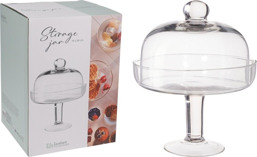 [KM-332100150] BOMBONERA/TARTERA CRISTAL  SOBRE PIE 19X14CM