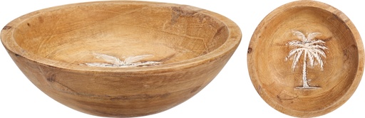 [KM-A55600180] BOL MADERA DE MANGO  CON DISEÑO PALMERA 