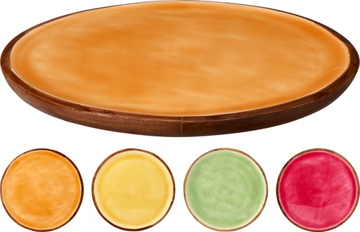 [KM-A65250570] PLATEAU/PLAT EN BOIS DE MANGUIER - DIA 25 CM - 4 COULEURS - PRIX UNITAIRE