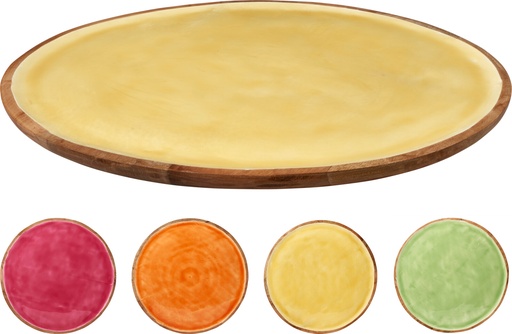 [KM-A65250590] PLATO MADERA DE MANGO - DIA 38CM - 4 COLORES - PRECIO UD