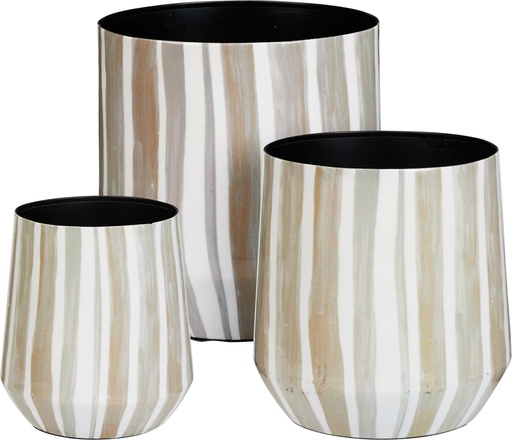 [KM-A67825120] JUEGO DE MACETAS 3PCS RAYADAS