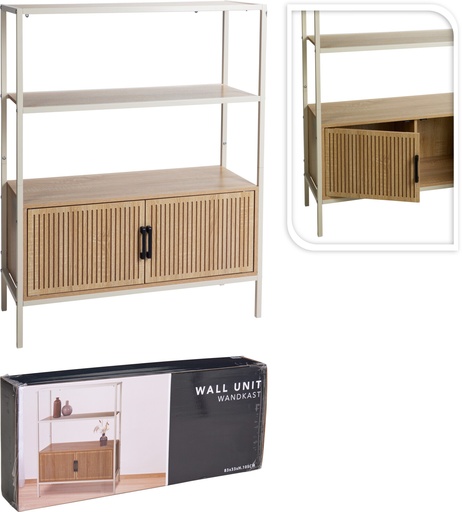 [KM-NB1510650] ESTANTERIA MDF Y METAL CREMA