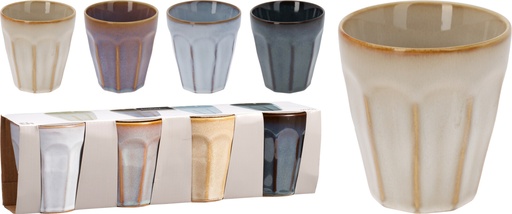 [KM-Q51200760] SET 4 TASSES 25CL - COULEURS NATURELLES - 4 COULEURS