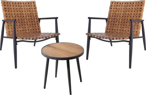 [KM-X80000840] ENSEMBLE DE JARDIN EN METAL ET WICKER - 3 PIECES