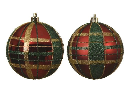 [4-025805] ASSORTIMENT DE 2 BOULES A CARREAUX - 8CM