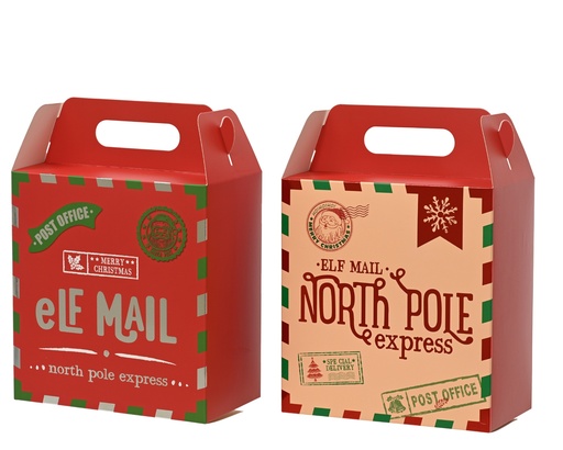 [4-374400] ***GIFTBOX PAPER ELF MAIL ASSORTED L11.50-W10.50-H21.80cm