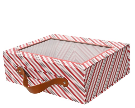 [4-374426] ***SUITCASE CARDBOARD RED/WHITE L28.00-W8.00-H22.00cm