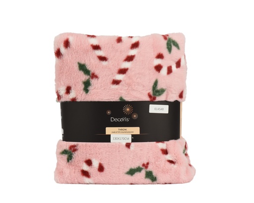 [4-614548] ***THROW POLYESTER PINK/COLOUR(S) L130.00-W170.00-H1.30cm