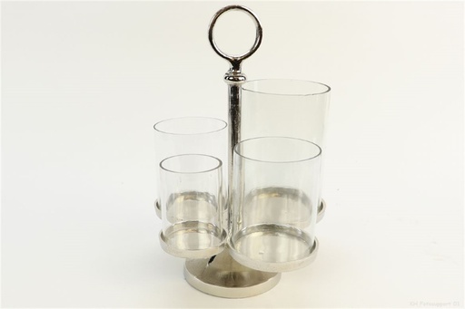 [HBX-911901201] PORTAVELAS  CARRUSEL - PLATEADO - 4VELAS D25X37CM