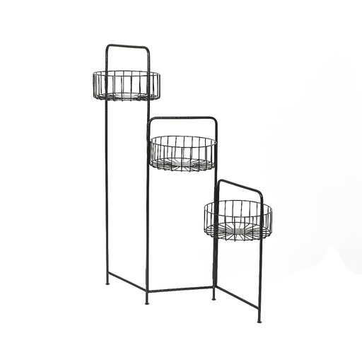 [4-847795] ESTANTERIA METAL CON 3 CESTAS - 36X33X130CM NEGRO