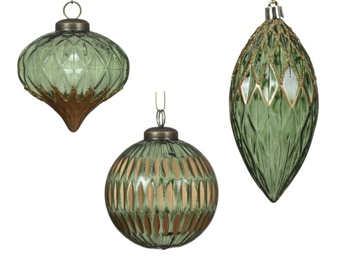 [4-026017] ***BAUBLES POLYSTYRENE PINE GREEN/COLOUR(S) dia8.00cm