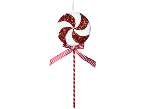 [4-029536] ***LOLLY FOAM TINSEL RED/WHITE L3.00-W15.00-H42.00cm