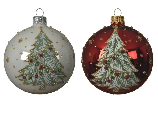 [4-050318] ***BAUBLE GLASS XMAS TREE ASSORTED dia8.00cm
