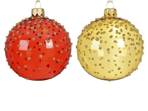 [4-053668] ***BAUBLE GLASS DOTS ALL OVER ASSORTED dia8.00cm