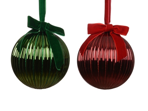 [4-061835] BOLA CRISTAL CON RELIEVE Y LAZO A JUEGO - DOS COLORES - PRECIO UNIDAD - dia14.00cm