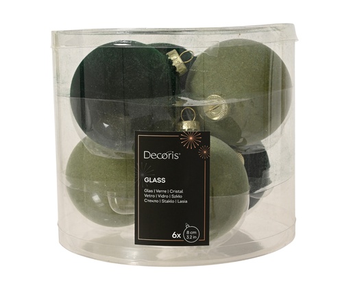 [4-062284] ***BAUBLES GLASS ASSORTED dia8.00cm