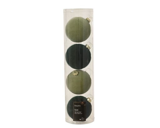 [4-062290] BOLA CRISTAL FLOCADO - VERDE - CAJA DE 4 BOLAS - dia10.00cm