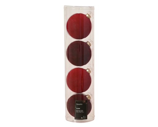 [4-062291] BOLA CRISTAL FLOCADO - ROJO/OXBLOOD - CAJA DE 4 BOLAS - dia10.00cm