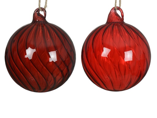 [4-070915] ***BAUBLE GLASS W SWIRL ASSORTED dia10.00cm