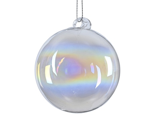 [4-070972] ***BAUBLE GLASS W SWIRL TRANSPARENT/IRIS dia10.00cm