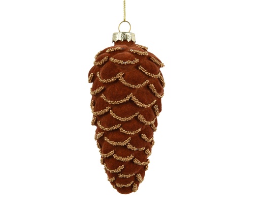 [4-071903] ***PINECONE GLASS WITH BEAD CHAINS ORANGE dia6.00-H12.50cm