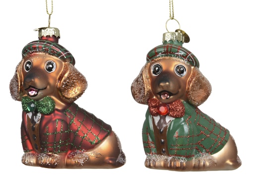 [4-123891] ***DOG GLASS WITH JACKET ASSORTED L8.00-W4.50-H8.00cm