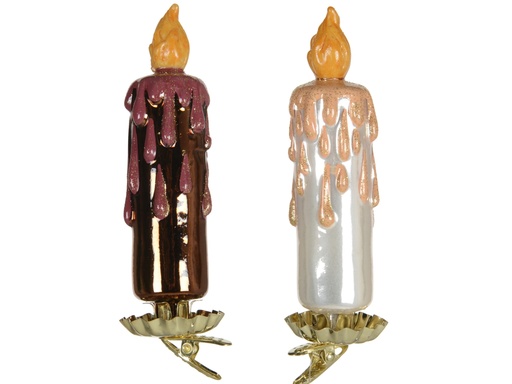 [4-125092] ***CANDLE GLASS W DRIPPER ASSORTED dia4.30-H14.60cm