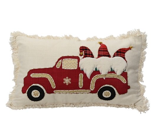 [4-201816] ***CUSHION EG COTTON RED/COLOUR(S) L50.00-W30.00-H10.00cm