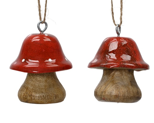 [4-202010] CHAMPIGNON EN BOIS DE MANGUIER A SUSPENDRE - 2 MODELES - PRIX UNITAIRE - dia 5.00 - H 5.00 cm
