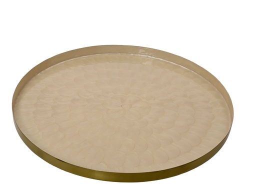 [4-202070] BANDEJA  METAL - COLOR MARFIL - dia35.00-H2.00cm