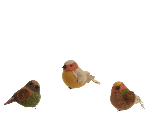 [4-202143] ***BIRD WOOL ASSORTED L7.00-W10.00-H7.00cm