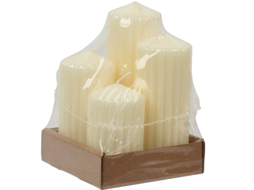 [4-210095] VELAS PARAFINA EN MARFIL - SET DE 4 VELAS - dia5.00-H14.00cm