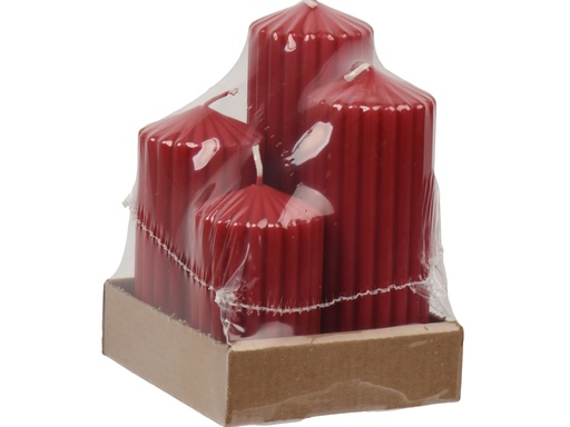 [4-210096] VELAS PARAFINA EN ROJO - SET DE 4 VELAS -  dia5.00-H14.00cm