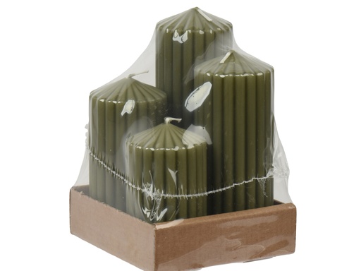 [4-210099] VELAS PARAFINA EN VERDE - SET DE 4 VELAS - dia5.00-H14.00cm