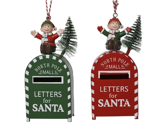 [4-216298] ***MAILBOX IRON POLY ELF PLASTIC TREE ASSORTED L6.50-W3.20-H14.50cm