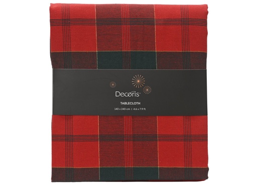 [4-221365] ***TABLECLOTH COTTON GREEN/RED L240.00-W140.00-H0.10cm