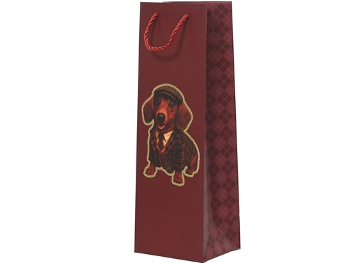 [4-371803] ***GIFTBAG PAPER DACHSHUND OXBLOOD/COLOUR(S) L12.00-W10.00-H36.00cm