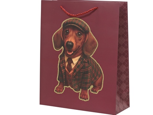 [4-371808] ***GIFTBAG PAPER DACHSHUND OXBLOOD/COLOUR(S) L42.00-W16.00-H48.00cm